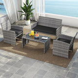 Tangkula 4 Piece Patio Wicker Furniture Set