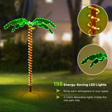 Tangkula Artificial Lighted Palm Tree with 4 Fronds & Metal Base