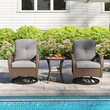 Tangkula 3 Piece Patio Swivel Rocker Set with Tempered Glass Side Table