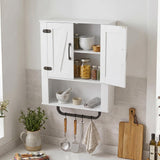 Tangkula Bathroom Wall Cabinet with 2 Barn Doors & Metal Towel Bar