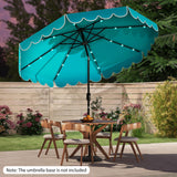 Tangkula 10FT Solar LED Patio Umbrella 2-Tiers Scalloped Outdoor Table Market Umbrella