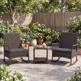 Tangkula 3 Pieces Rocking Wicker Bistro Set