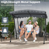 Tangkula 3 Person Porch Swing, Patio Swing with Adjustable Canopy, Heavy-Duty Metal Frame & Breathable Seat