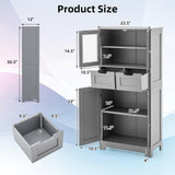 Tangkula Tall Bathroom Storage Cabinet, Freestanding Floor Cabinet