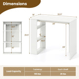 Tangkula Small White Desk with 3-Tier Bookshelf for Small Space