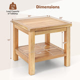Tangkula Teak Wood Side Table with Storage