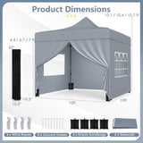 Tangkula 10 x 10 FT Pop up Canopy Tent with 4 Removable Sidewalls and Wheeled Bag