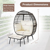 Tangkula Oversized Wicker Egg Chair with Ottoman