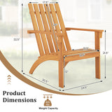 Tangkula Acacia Wood Patio Adirondack Chair with Inclined Seat and High Backrest for Porch