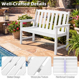 Tangkula 2-Person HDPE Outdoor Garden Bench with Backrest for Balcony