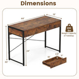 Tangkula Computer Desk with 2 Drawers for Small Space