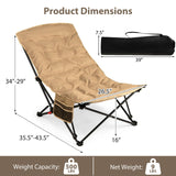 Tangkula Padded Camping Chair with Adjustable Backrest