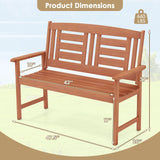 Tangkula Patio Wood Bench with Inclined Backrest