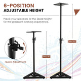 Tangkula Adjustable Universal Speaker Stands, Studio Monitor Stands Pair w/Stable Triangular Base