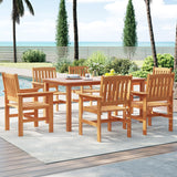 Tangkula 7-Piece Patio Wood Dining Table Set Outdoor Rectangular Table and 6 Armchairs