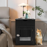 Tangkula Dog Crate Furniture, Decorative Dog Kennel End Table with Storage Drawer