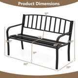 Tangkula Metal Outdoor Park Bench 50 Inches Patio Garden Bench