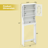 Tangkula Over The Toilet Storage Cabinet, Freestanding Over Toilet Storage Rack w/ 2 Tempered Glass Doors