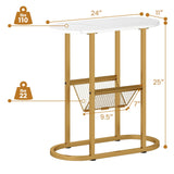 Tangkula 2-tier Industrial Oval Side Table with Mesh Shelf