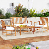 Tangkula 4/8-Piece Acacia Wood Patio Conversation Set