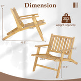 Tangkula Outdoor Teak Wood Natural Mid Century Accent Armchair