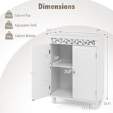 Tangkula Bathroom Floor Cabinet, Modern Carved Design Freestanding Storage Cabinet (White)
