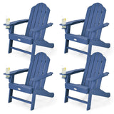 Tangkula Adirondack Chair Outdoor, Fade Resistant HDPE Armchairs with Cup Holder