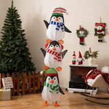 Tangkula Christmas Lighted Penguins Decoration with Warm White Lights and Cute Hats