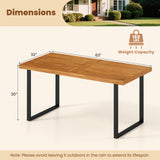 Tangkula 63" Acacia Wood Dining Table for 6 People