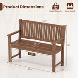 Tangkula 2-Seater Outdoor Wooden Bench with Backrest