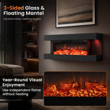 Tangkula 3-Sided 18"/26"/36"/46" WiFi Electric Fireplace with 32"/40"/50"/60" Floating Mantel | 750W/1500W