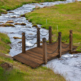 Tangkula 5 FT Wooden Garden Bridge for Landscaping Garden