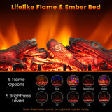 Tangkula 26" Electric Fireplace Log Set Heater with Remote, 5 Flame Modes & Brightness