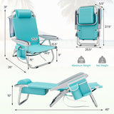 Tangkula 5-Position Lightweight Folding Lay Flat Beach Chairs with Storage Bag