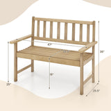 Tangkula Outdoor Teak Wood Garden Bench, 2-Person Patio Bench with Backrest and Armrests
