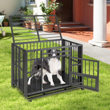 Tangkula Foldable Dog Crate, 3-Door Heavy Duty Dog Kennel with Removable Crate Tray