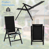 Tangkula Patio Folding Chair, Outdoor Dining Chairs with Soft Padded Seat, 7-Position Adjustable Backrest, Armrests
