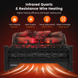 Tangkula 20" Electric Fireplace Log Set Heater with Adjustable Temp