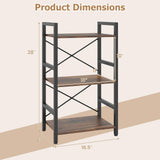 Tangkula 16.5" Width Wooden Open 3-Tier Industrial Bookshelf (1/2)