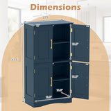 Tangkula Bathroom Floor Storage Cabinet with 4 Doors and 2 Adjustable Shelves