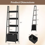 Tangkula 5-Tier Narrow Ladder Bookshelf with Fabric Drawer (1/2)
