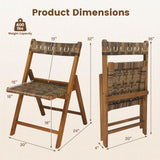 Tangkula Teak Wood Folding Hand-Woven PE Rattan Outdoor Chairs Set of 2/4