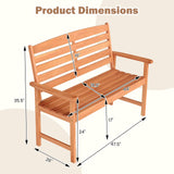 Tangkula Wooden Garden Bench with Slatted Backrest and Comfortable Armrests