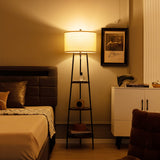 3 Tier Display Floor Lamp with Storage Shelves - Tangkula