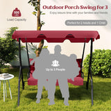 Tangkula 3 Person Porch Swing with Removable Cushion & Powder-Coated Steel Frame