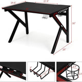 Tangkula Computer Desk Gaming Desk, E-Sports Gaming Workstation with Cup Holder & Headphone Holder