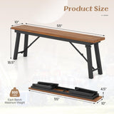 Tangkula Outdoor Folding Bench Set of 2, 55 Inches Long 2-3 Person Acacia Wood Backless
