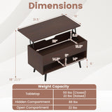 Tangkula Lift Top Coffee Table with Hidden Compartment & 2 Open Shelves