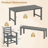Tangkula 6 Pieces Patio Dining Bench Set with 1.77” Umbrella Hole and Wood-Like Surface