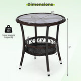 Tangkula Outdoor Rattan Side Table with Metal Frame (1/2)